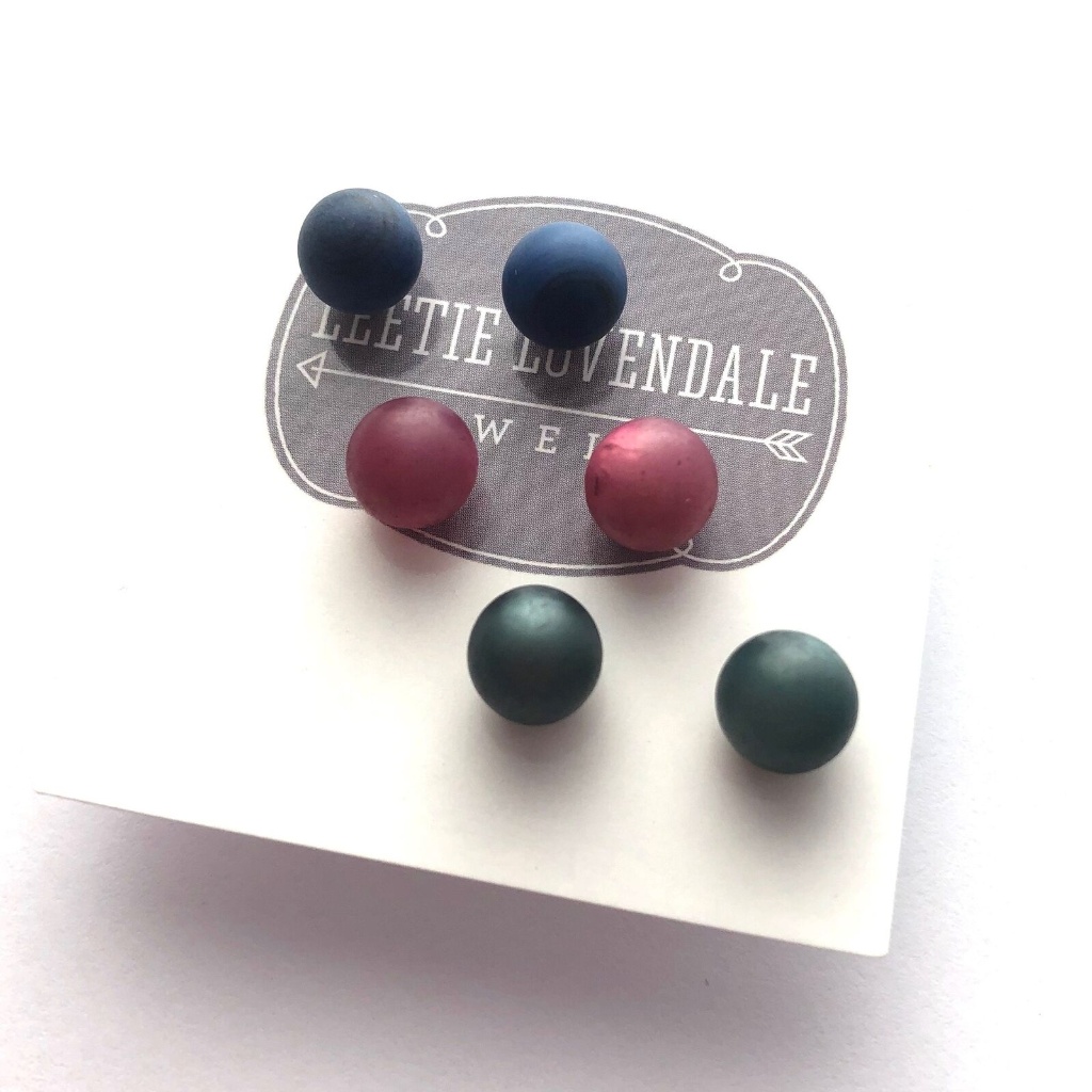 Vintage Lucite Berry Mix Stud Earring Set 8mm 18$